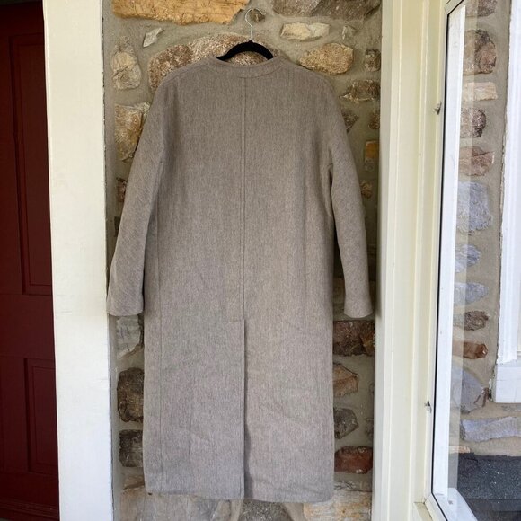 NOTHING WRITTEN COLLARLESS LAMBSWOOL COAT in Oatmeal Women's Medium MSRP $665 - Picture 9 of 12